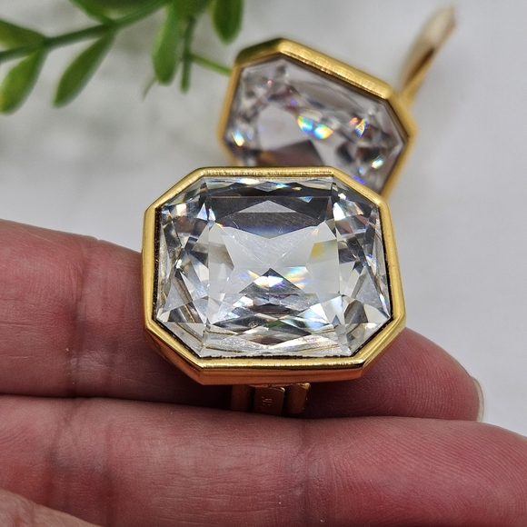 ALFRED SUNG Designer Vintage Faceted Crystal Statement Clip Earrings 80s 90s - Picture 5 of 6